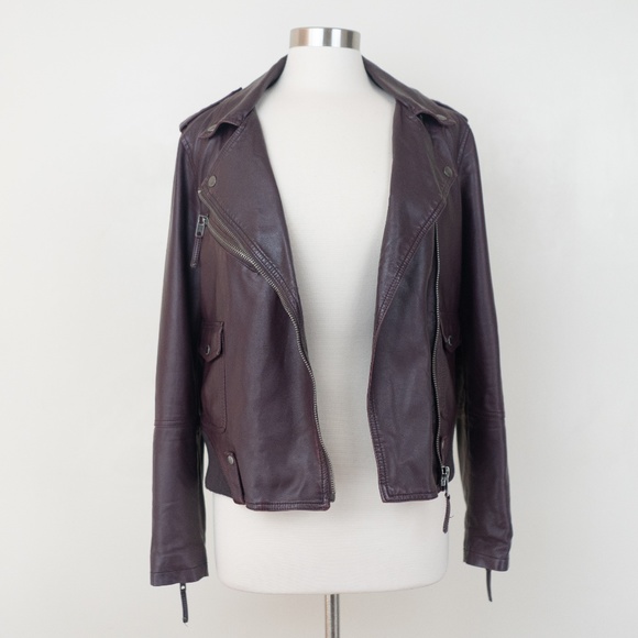 Members Only Red Faux Leather Biker L Jacket - Picture 3 of 8